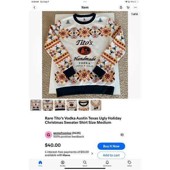 Tito’s Vodka Ugly Sweatshirt! Rare! Size XXL. White with orange quilt lime xmas - Picture 9 of 16